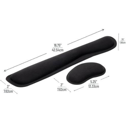 Mind Reader Ergonomic Keyboard and Mouse Wrist Rest Sets, Gaming Accessory, Memory Foam, 16.75L x 3W x 0.75H, 6 pcs - Black GLOBAL SHIPPING