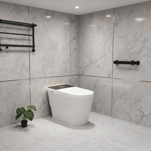 Mirfee - Smart Bidet Toilet w/ Heated Seat | Foot Sensor Flush | Warm Water Wash & Foam Shield - White-Front_Standard 