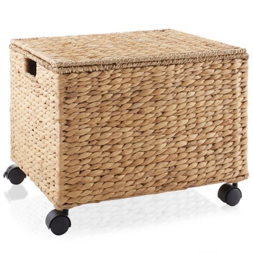 Casafield - Rolling Filing Cabinet - Water Hyacinth File Organizer - Natural-Front_Standard 