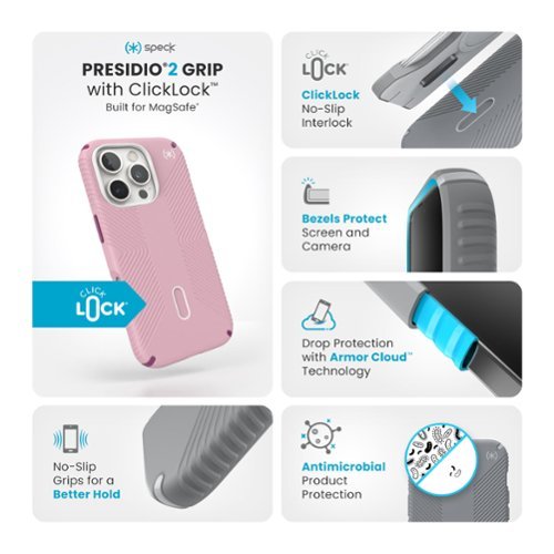 Speck Presidio2 Grip ClickLock Case with MagSafe for Apple iPhone 16 Pro - Wednesday Pink HOW TO BUY