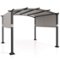 Costway - 10' x 10' Outdoor Pergola with Retractable Sunshade Canopy Anchored Plates Patio - Grey + Black-Front_Standard