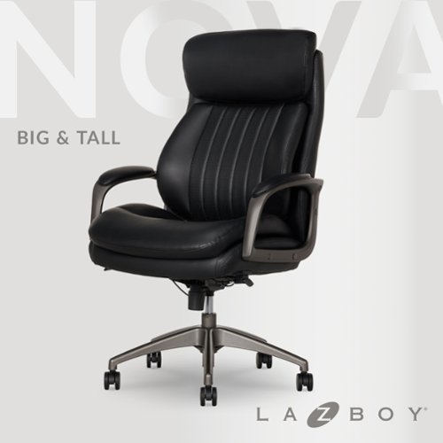 La-Z-Boy - Nova Executive Vegan Leather Office Chair with Air Lumbar Technology - Black-Front_Standard 