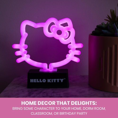 Silver Buffalo Hello Kitty Face and Bow 6.5 Inch LED Neon Mood