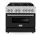 ZLINE - 36" Legacy Dual Fuel Range with 6 Burner Cooktop and Electric Oven (RA-BLM-36) - Satin Steel/White-Front_Standard