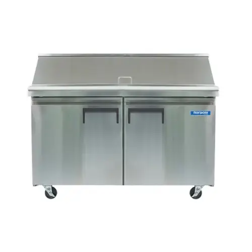 Front. Magic Chef - E-Series 47 in. 9.5 cu. ft. 2 Door Mega Top Sandwich/Salad Prep Table Refrigerator in Stainless Steel - Stainless Steel.