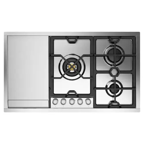 Front. ILVE - ILVE Panoramagic 36 inch Built-In Gas Cooktop with 5 Burners + Griddle (Natural Gas, Stainless Steel) - Stainless Steel.