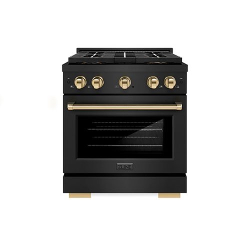 ZLINE - Autograph 30 in. 4.2 cu. ft. Paramount Dual Fuel Freestanding Range w/ DuoPro Cooktop in Black Steel & Gold Accents - Black Stainless Steel