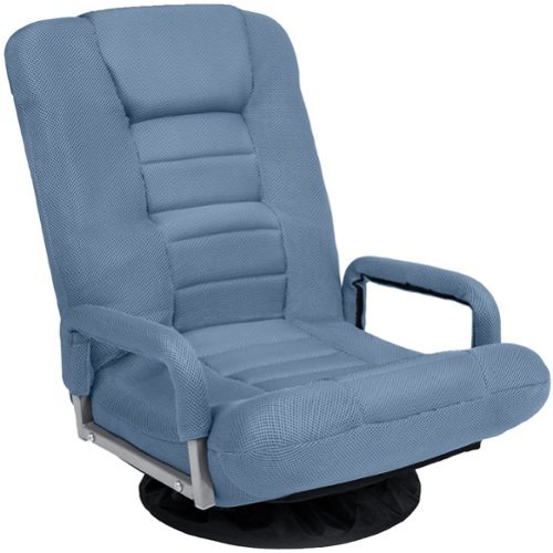 Best Choice Products - 360-Degree Swivel Gaming Floor Chair w/ Armrest Handles, Foldable Adjustable Backrest - Dusty Blue-Front_Standard 