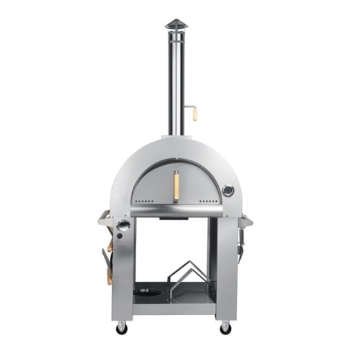 Koolmore - 32 in. Outdoor Gas and Wood Fired Pizza Oven in Stainless-Steel (KM-OKS-DFPO) - Stainless Steel-Front_Standard 