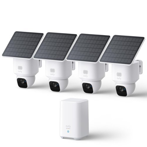 eufy - SoloCam E30 4‑Cam Kit, Solar Wireless Outdoor, 360° Pan, AI Tracking, 2K Clarity, IP65, No Monthly Fee-Front_Standard 