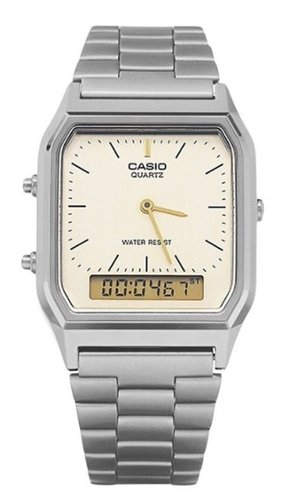 Casio - Vintage Analog Digital Gray Ion Plated Quartz AQ-230GG-9A Men's Watch - Silver-Front_Standard 