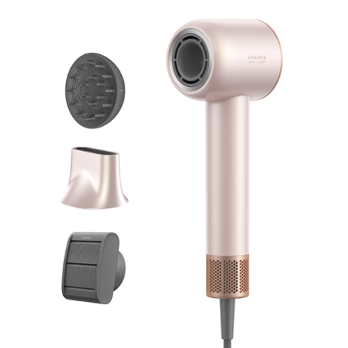 Dreame - Glory Pro Hair Dryer, 2 Mins Fast Drying, 4 temperatures and 2 speeds, 300 Million Negative Ions, 3 nozzles - Pink-Front_Standard 