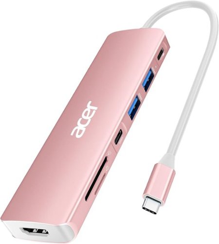 Acer - USB C Dock, 7 in 1 USB-C to HDMI Hub, 2 USBA 3.1 GEN1 and 5Gbps Type-C Data Port, 4K HDMI Port, PD 100W Charging - Pink-Front_Standard 