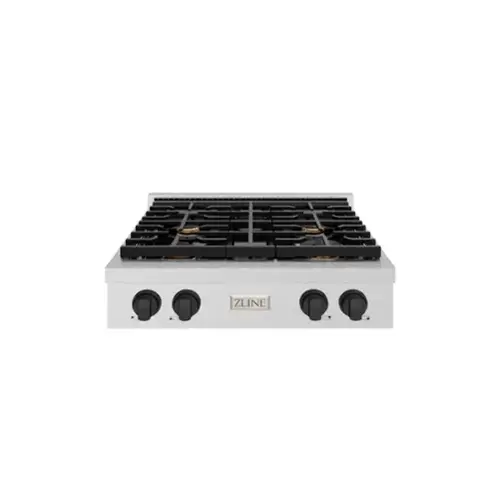 Front. ZLINE - ZLINE 30 in. Autograph Paramount Gas Rangetop with Black Accents (SRTSZ-30-MB) - Stainless Steel.