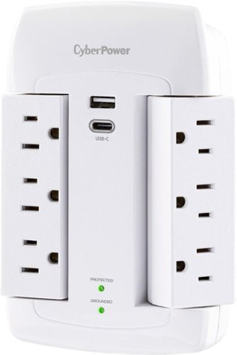 CyberPower 6-Outlet/1-USB-A/1-USB-C 1500 Joules Wall Surge Protector - White GLOBAL SHIPPING