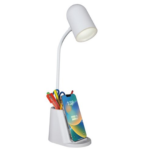 OttLite - Aglow Organizer LED Desk Lamp w/Wireless Charging - White