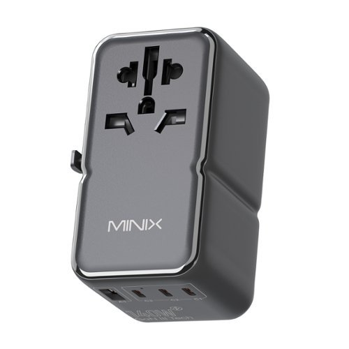 MINIX 140W GaN-III Universal Travel Adapter with 3-USB-C/1-USB-A, AC Outlet, US/UK/EU/AU Travel Charger for Laptops Phones - Black WORLDWIDE DELIVERY
