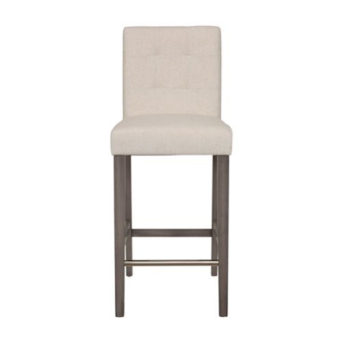 CorLiving - Leila Fabric Square Tufted Bar Height Barstool - Beige