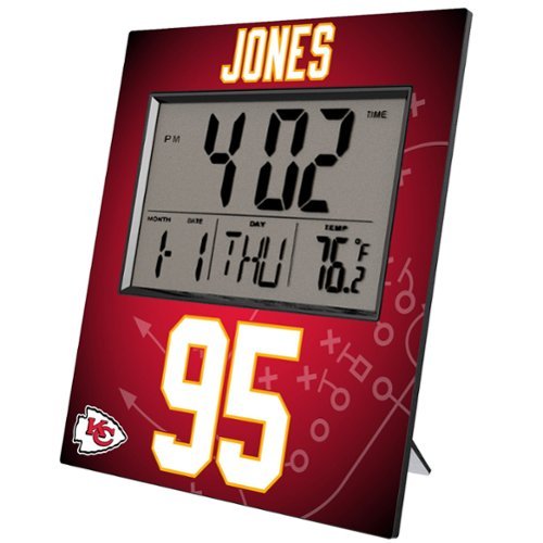Keyscaper - Chris Jones Kansas City Chiefs Digital Desk & Wall Clock - Multicolor-Front_Standard 