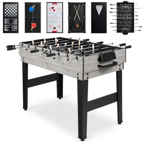 Best Choice Products - 2x4ft 10-in-1 Combo Game Table Set w/ Hockey, Foosball, Pool, Shuffleboard, Ping Pong - Gray-Front_Standard 