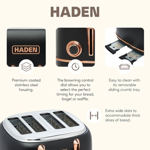 Haden Heritage 4 Slice Wide Slot Toaster & Electric Kettle, Black