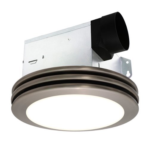 Akicon - Bathroom Exhaust Fan Light, 80 CFM 2 Sones, 15 Watt Dimmable 3000K/4000K/5500K 3CCT LED Light - Brushed Nickel-Front_Standard 