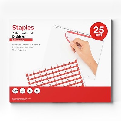 Staples - Print & Apply Label Dividers, 8-Tabs, 25 Sets - White