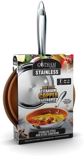 Gotham Steel - 10'' and 11'' Stainless Steel 2 Piece Fry Pan Set with Stay Cool Handle - Silver-Front_Standard 