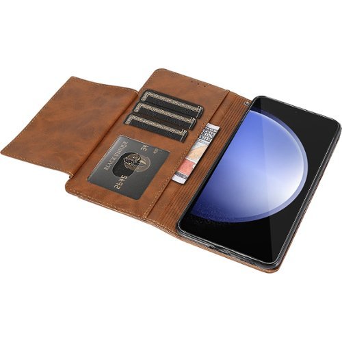 SaharaCase Leather Folio Wallet Case for Samsung Galaxy S23 FE - Brown WHERE TO BUY