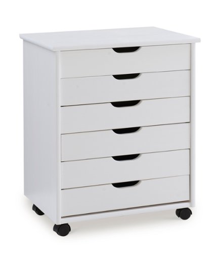 Linon Home Décor - Monte Wide Six-Drawer Rolling Storage Cart - Whitewash-Front_Standard 