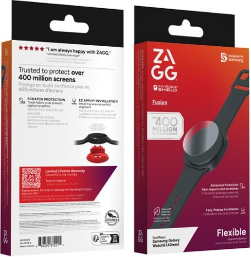 ZAGG Fusion Smart Watch Screen Protector 40mm for Galaxy Watch8 - Clear GLOBAL SHIPPING