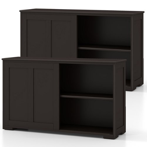 Costway Stackable Buffet Sideboard Set of 2 with Sliding Doors & Adjustable Shelf - Brown