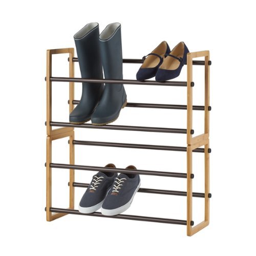 TRINITY BASICS® | 2-Tier Expandable Shoe Rack | 2-Pack | Bamboo - Natural