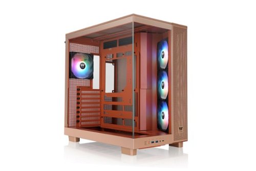 Thermaltake - View 380 XL TG ARGB Dual-Chamber Chassis with Hidden-Connector Motherboard Support ATX Mid Tower PC Case - Gravel Sand