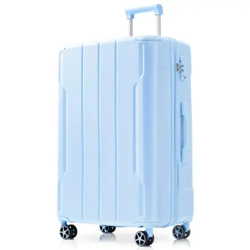 Front. Ecooso - Hardshell Luggage, Lightweight Durable ABS Suitcases with Double Wheels, Expandable 28-inch Checked Luggage 28" - Sky Blue.