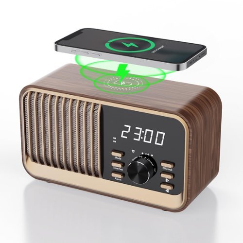 Dazzed Corner - Alarm Clock Radio with Wireless Charging, Bluetooth Radio - Brown-Front_Standard 
