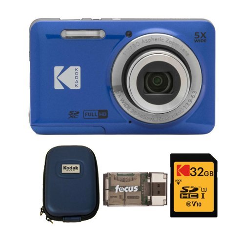 Kodak - PIXPRO Friendly Zoom FZ55 Digital Camera with Camera Case Bundle - Blue-Front_Standard 