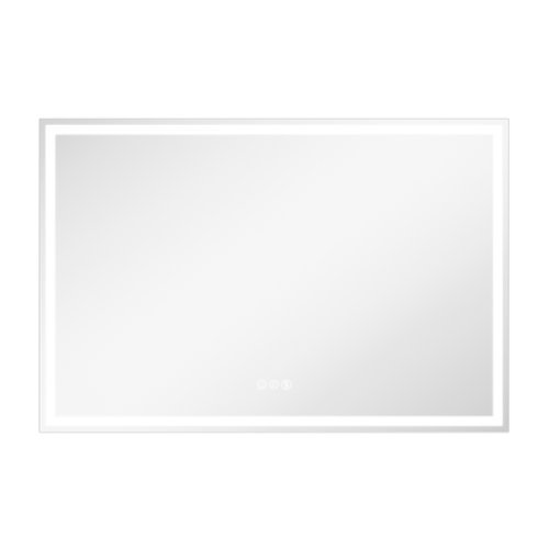 LOVMOR - 60 x 40 Inches Tempered Glass LED Bathroom Mirror with Anti-Fog & 3-Color Dimmable Lighting - Silver