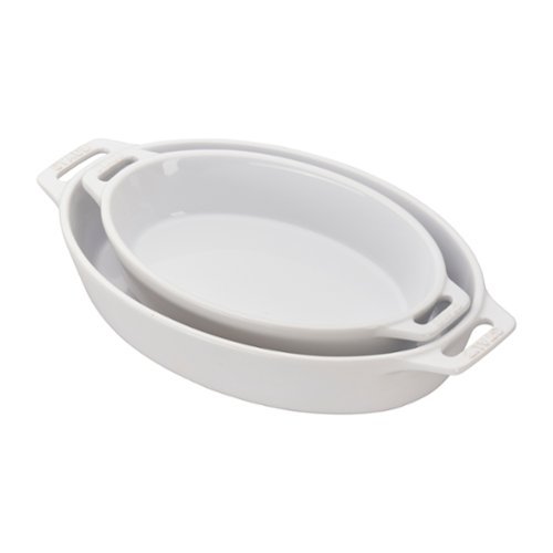 Staub - Ceramic 2-pc Oval Baking Dish Set - White-Front_Standard 