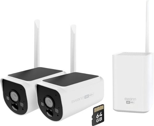 Swann - MaxRanger4K Solar Wireless Security System Base Station, 64GB, 2x MaxRanger4K V2 IP Cameras - White