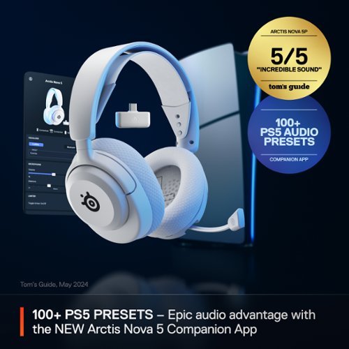 SteelSeries Arctis Nova 5P Wireless Gaming Headset for PS5, PS4 - White WORLDWIDE DELIVERY