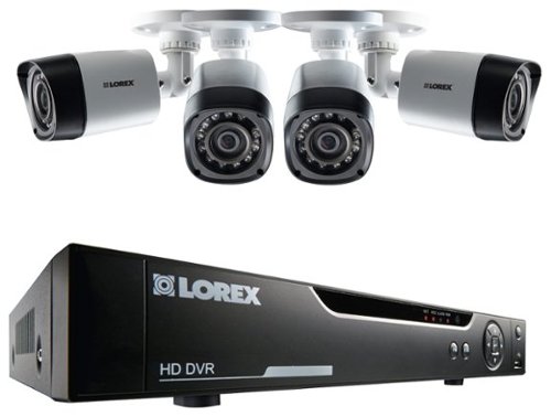  Lorex - 4-Channel, 4 Camera Indoor/Outdoor High-Definition DVR Security System - Black