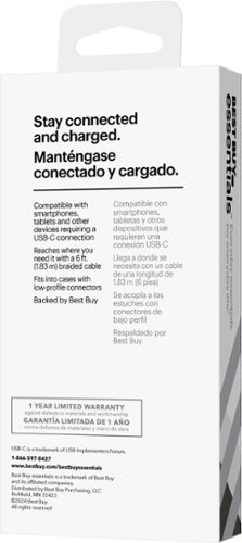 Best Buy essentials™ 6' USB-C to USB-C Braided Charge-and-Sync Cable - White HOW TO BUY
