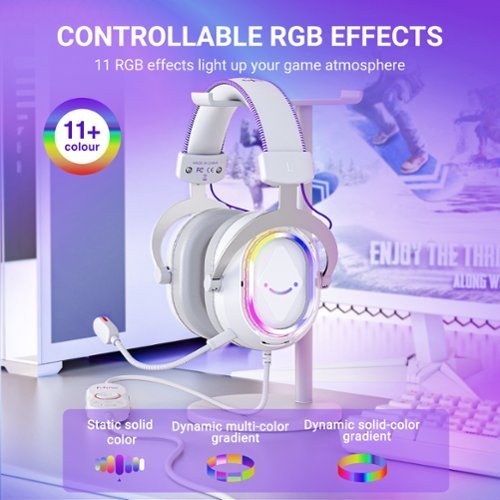 FIFINE USB Wired Gaming Headset: RGB, 7.1 Surround Sound, Detachable Mic, Over-Ear Soft Ear Pads for PC, Mac, PS5/PS4 - White GLOBAL SHIPPING