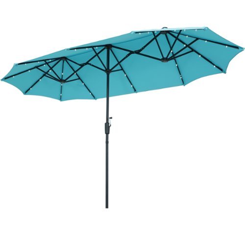 Ainfox - 13ft Patio Umbrella Outdoor Umbrella With Led Lights - Blue-Front_Standard 