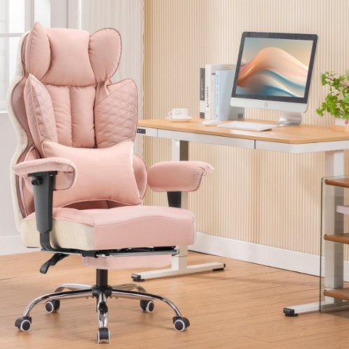 CloudRest Pro - 400 lbs Heavy Duty Office Chair Ergonomic Office Desk Chair Big and Tall Comfy Executive Chair - Pink-Front_Standard 