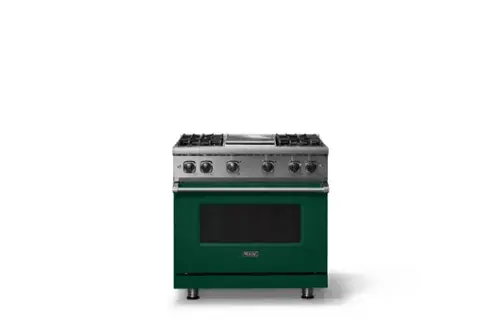 Front. Viking - 5.1 Cu. Ft. 36"W Freestanding LP Gas Sealed 4 Burner Range with Griddle - Ivy.