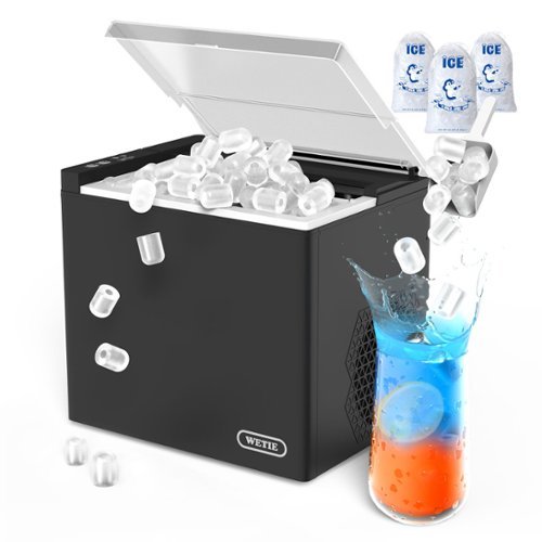 WETIE - Ice Maker Countertop, 9 Bullet Ice Cubes in 6 Minutes, 26lbs/24Hrs w/ 2 Sizes, Self Cleaning Portable Ice Machine - Black-Front_Standard 