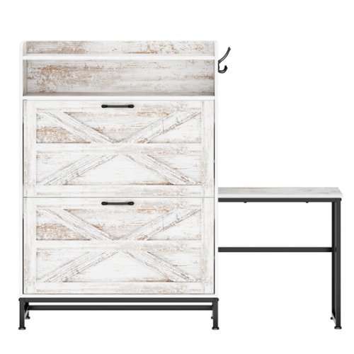 HTUTWOO - Large Capacity Shoe Cabinet with Adjustable Shelves & Anti-Tip Design,Storage Organizer for Entryway Hallway Living Room - White-Front_Standard 