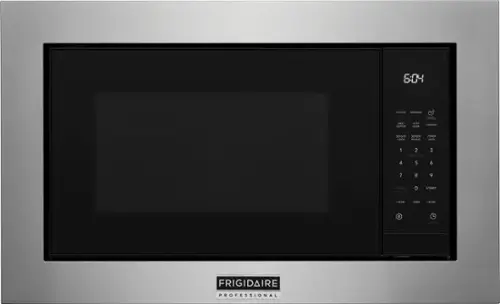 The text on the image reads: "6:04 POTATO POPCORN HU MELT SOFTEN AUTO COOK DEPROST SENSOR SENSOR COOK REHEAT POWER LEVEL 1 2 3 4 5 6 7 8 9 CANCEL - - OS 0 START 10S4C TIMER 30SEC FRIDIDAIRE PROFESSIONAL."